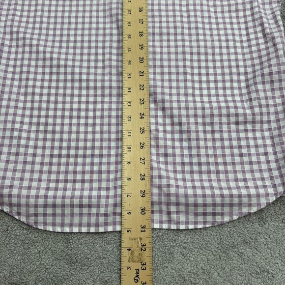 Robert Graham Button Down Shirt Men 16 Large Purple White Check Cotton Flip Cuff - Picture 15 of 16